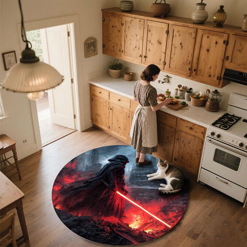 Warrior Art pattern round rug,Carpet Rug for Living Room Bedroom Playroom ,Non-slip Floor Mat,Holiday Gifts and Birthday Gifts.