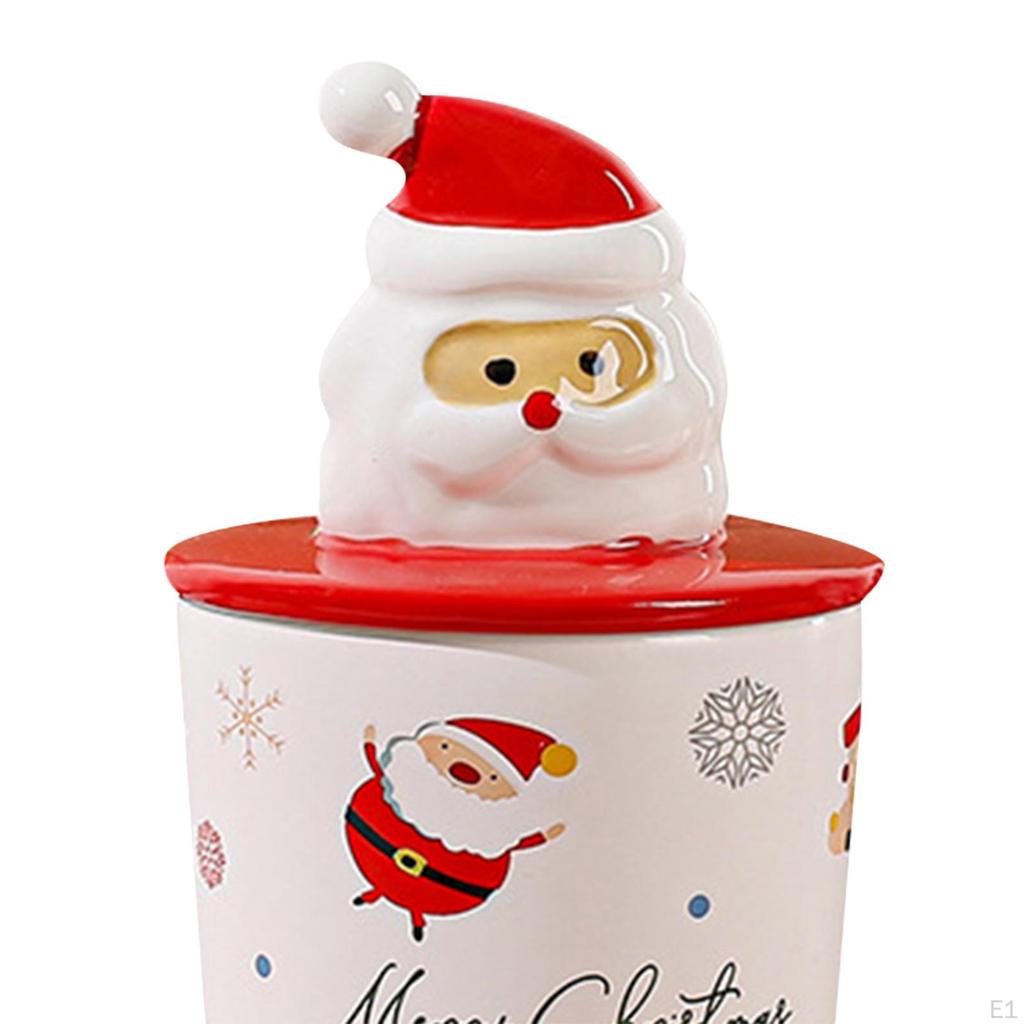 Ceramic Mug with Lid for Christmas, 400ml Santa Claus Coffee And Tea Cup
