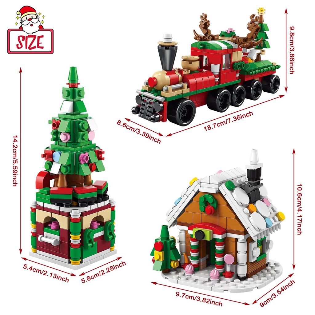TOYLINX DIY Bricks Toys Christmas Series Building Blocks Set with Light Creative Winter Village House for Kids Xmas Gifts
