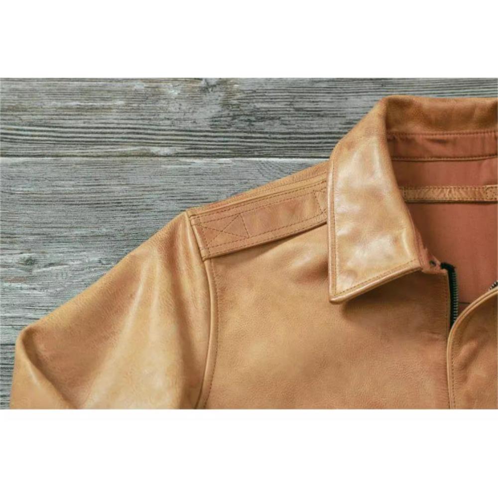 Chinesische Größe Klassische Flug A2 Pilotenjacke Vintage Schmutzig Gelb Ölgewachste Rindsleder Echtes Leder Jacke Männer Fliegerjacken Männer Mäntel