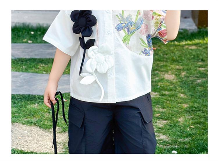 Boys' 2026 Summer Fashion: 3D Flower Print Short Sleeve Shirt & Shorts Set