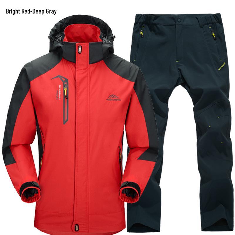 Unisex Windproof & Waterproof Jacket and Pants Set for Spring/Autumn – Ideal for Mountaineering
