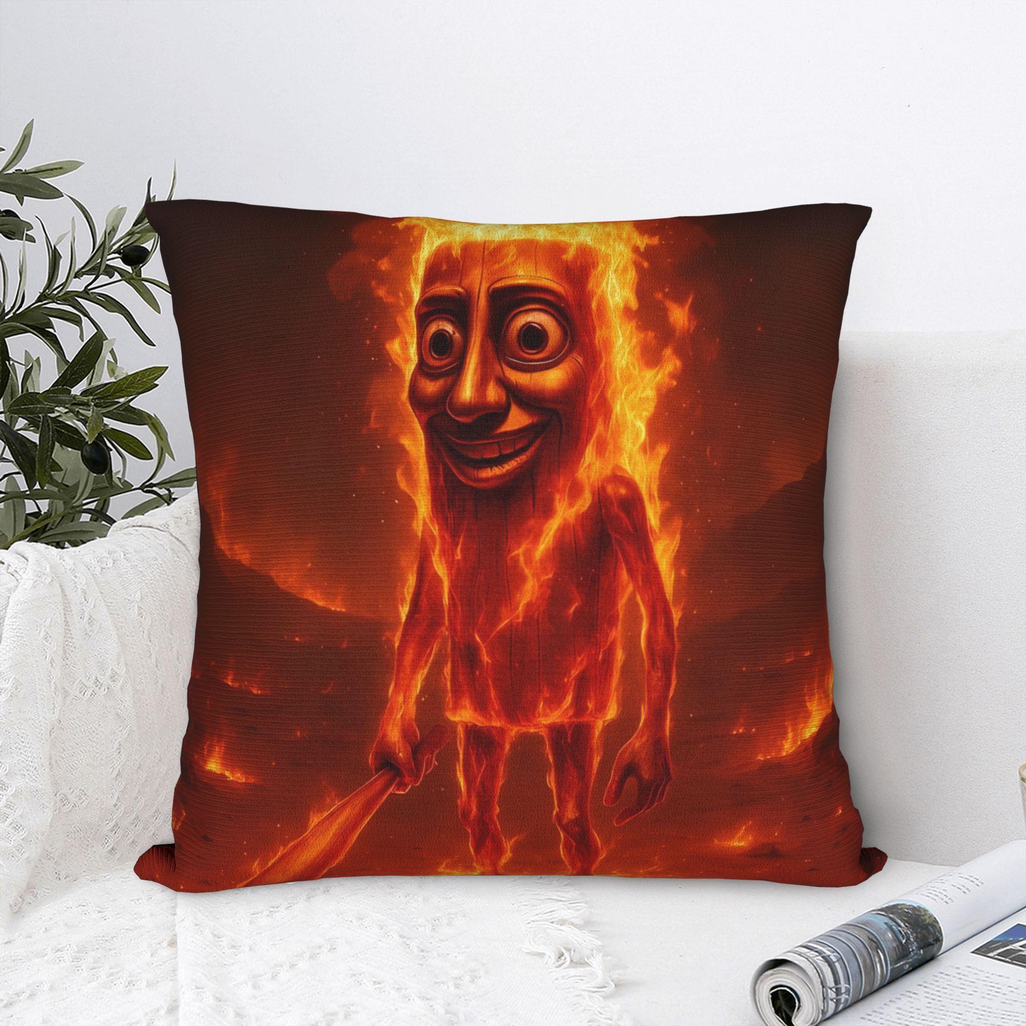 Fine Glasses Unisex Tung Tung Tung Sahur Pillow Case Comfy Pillow Cover For Sofa Couch Bed Living Room Funny Cushion Cover