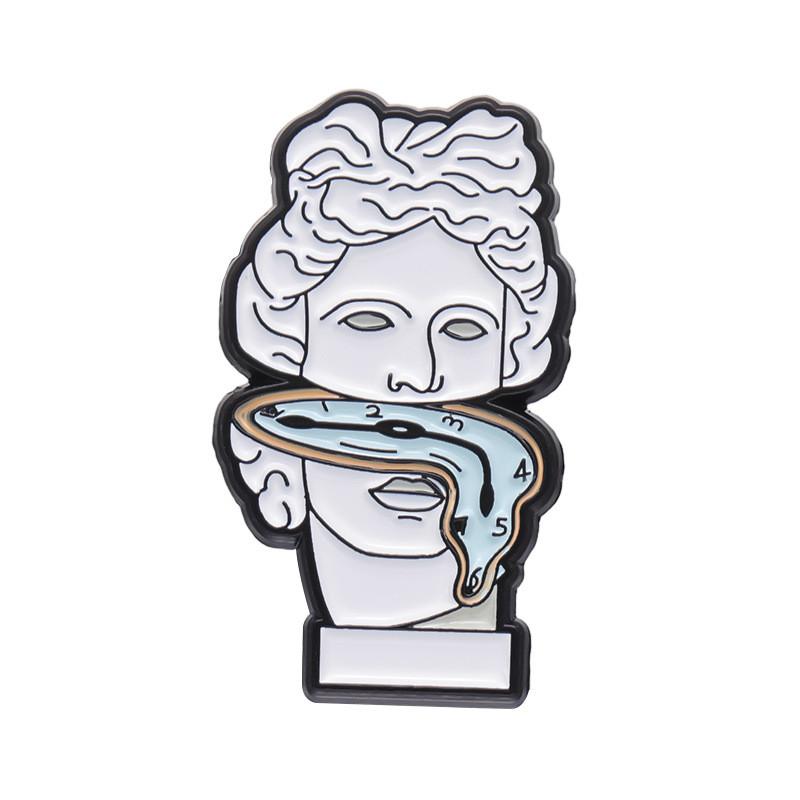 Badge Stylish Metal Brooches With Creative Character Sculptures And Colorful Artistic Finishes For Trendy Lovers Fashion