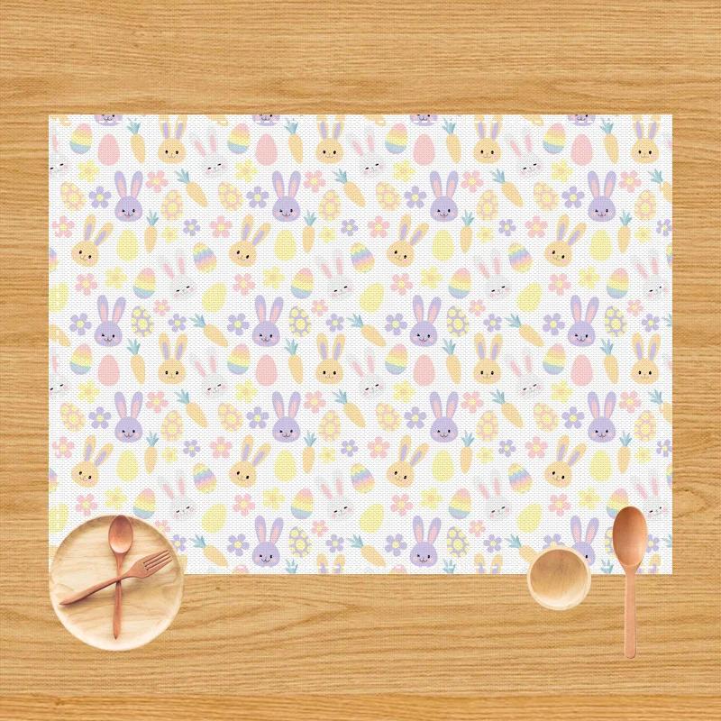 1PC Cartoon Rabbit Placemat Dining Table Decor Linen Tableware Coaster Kitchen Pads Accessories For Kids Birthday Party Easter