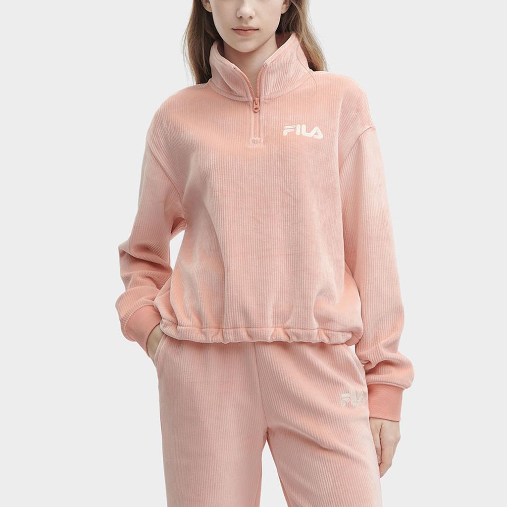 Fila Solid Color Stand Collar Casual Pullover Sweatshirt Women Sweatshirt Sugar-Honey-Pink F11W349204F-PK