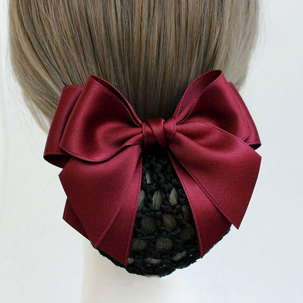 For Girls Hotel Bowknot Nurse Korean Bun Snood Ponytail Clip Women Spring Clip Hairgrips Cover Net