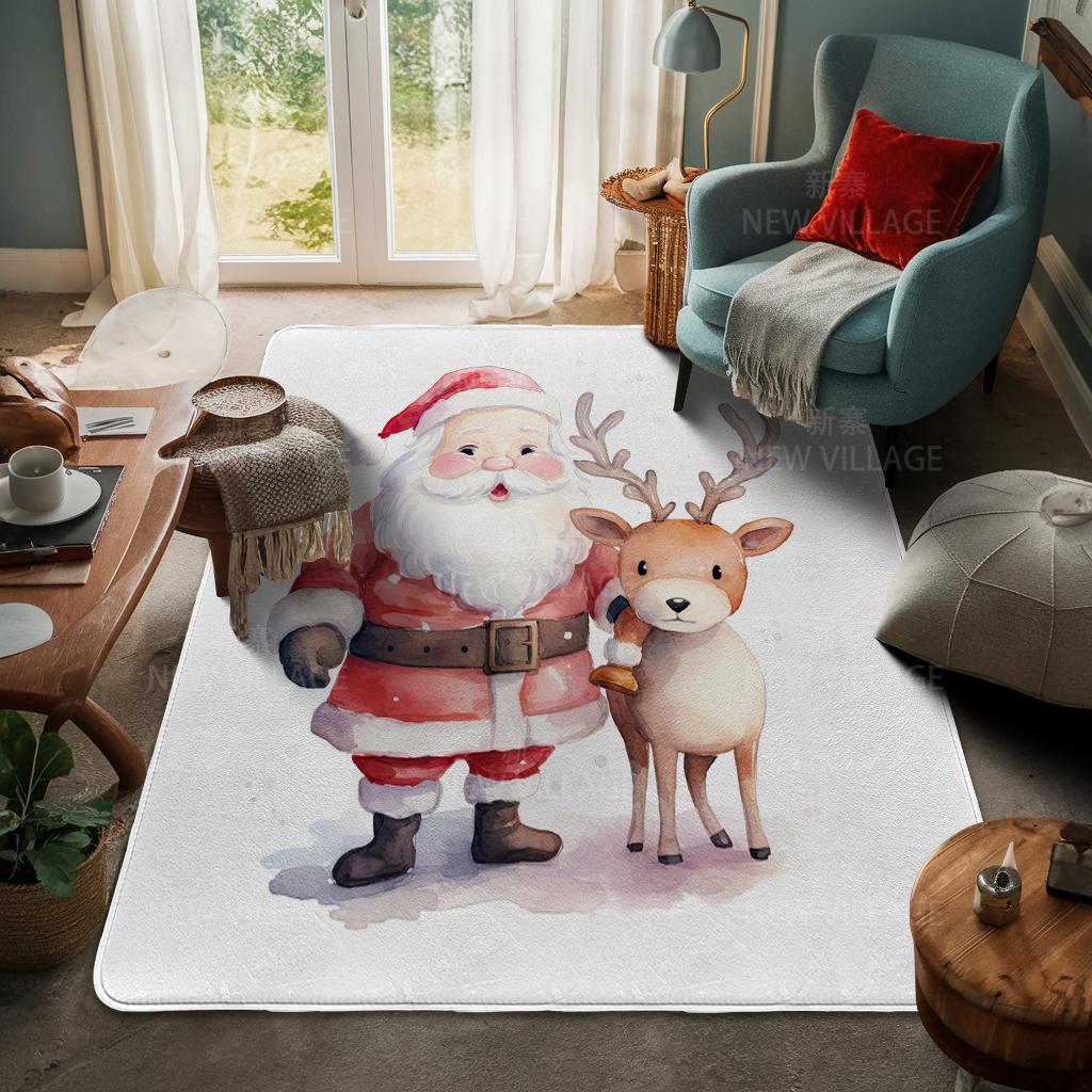 House Entrance Carpet Home Door Mat Living Room Bath Foot Bathroom Non-slip Water Absorption Rugs Bath Merry Christmas Winter