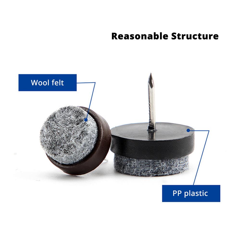 50Pieces Practical Furniture Sturdy Felt Pad With Nails for Wood and Tile Floor Without Slip Designs 22mm Diameter