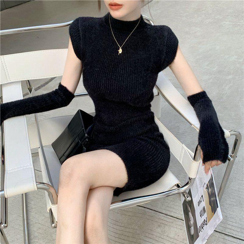 2025 Spring/Summer Goddess Style Sexy Knitted Bodycon Dress