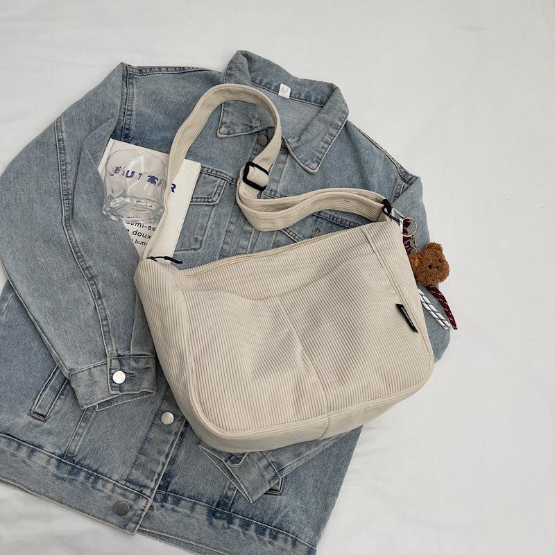 2025 New Tote Bag Women's Messenger Bag Large Capacity Commuter Bag Corduroy Japanese Casual Simple Shoulder Bag