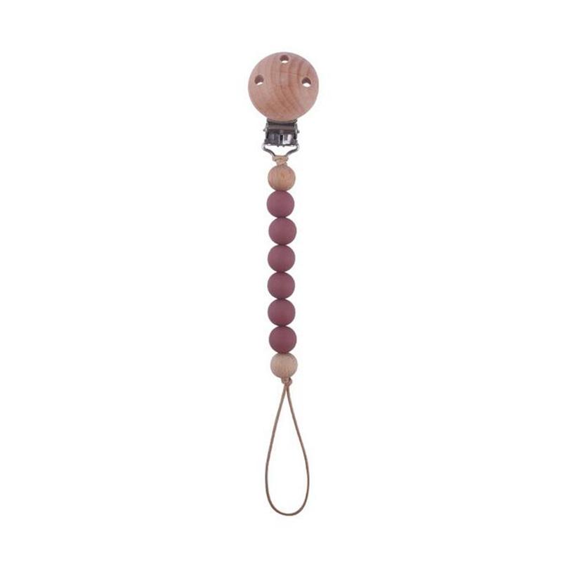 Beech Wood Chew Silicone Bead Pacifier Clips Dummy Chain Holder Newborn Soother Chains Nipple Holder Baby Teething Toys Gifts