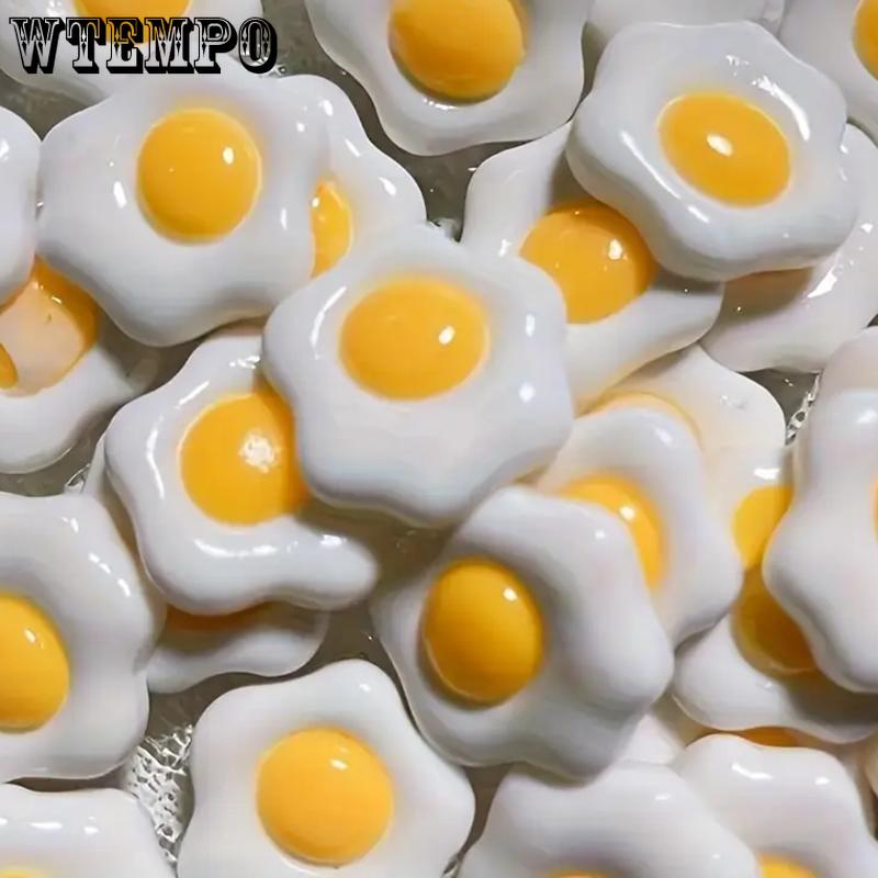 WTEMPO Mini Cute Egg Shaped Design Resin Decorations Flat Back Nail Art Accessories for Crafts Making Supplies DIY Micro Landscaping Decor Assortments