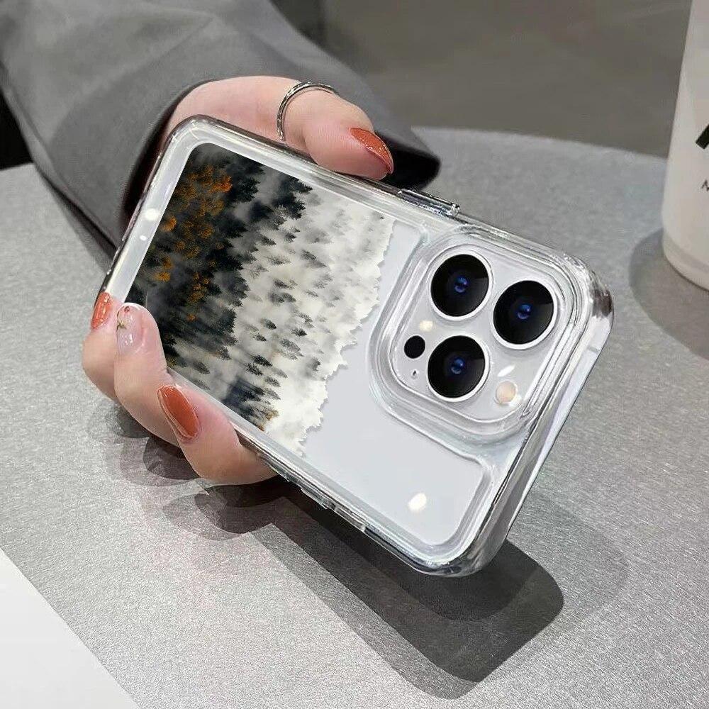 Mountain Forest Cloud Clear Phone Case For iPhone 13 Pro Max Case For iPhone 11 14 Pro Max XS 12 Pro Max X XR 7 8 SE2 SE 3 Cover