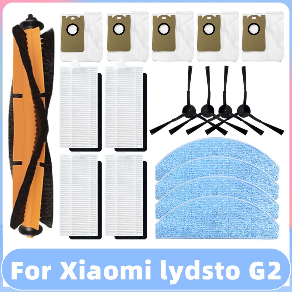 Compatible for Xiaomi Lydsto G2 Main Side Brush Hepa Filter Mop Cloths Rag Dust Bag Replacement Accessory Kit Spare Part