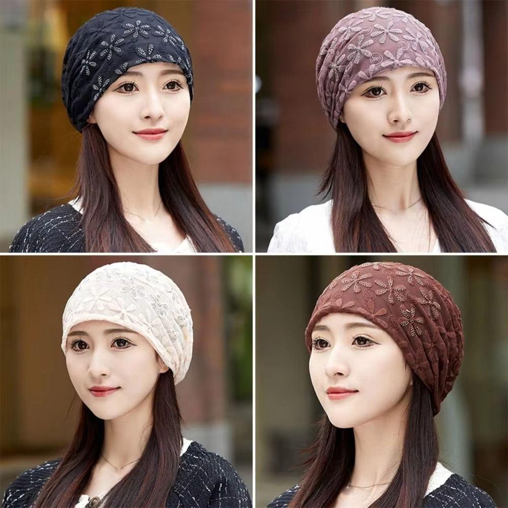 Breathable Beanies Cap Hollow Out Turban Beanies Caps Chemo Cap Crochet Slouchy Hat  Women Girls