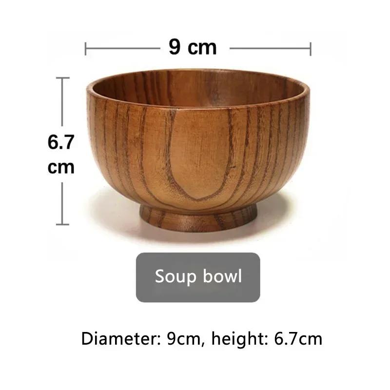 

2025 New Natural Wooden Bowl Japanese Wood Rice Soup Salad Bowl Food Container Large Small Bowl For Kids Tableware Wooden Utensi as shows