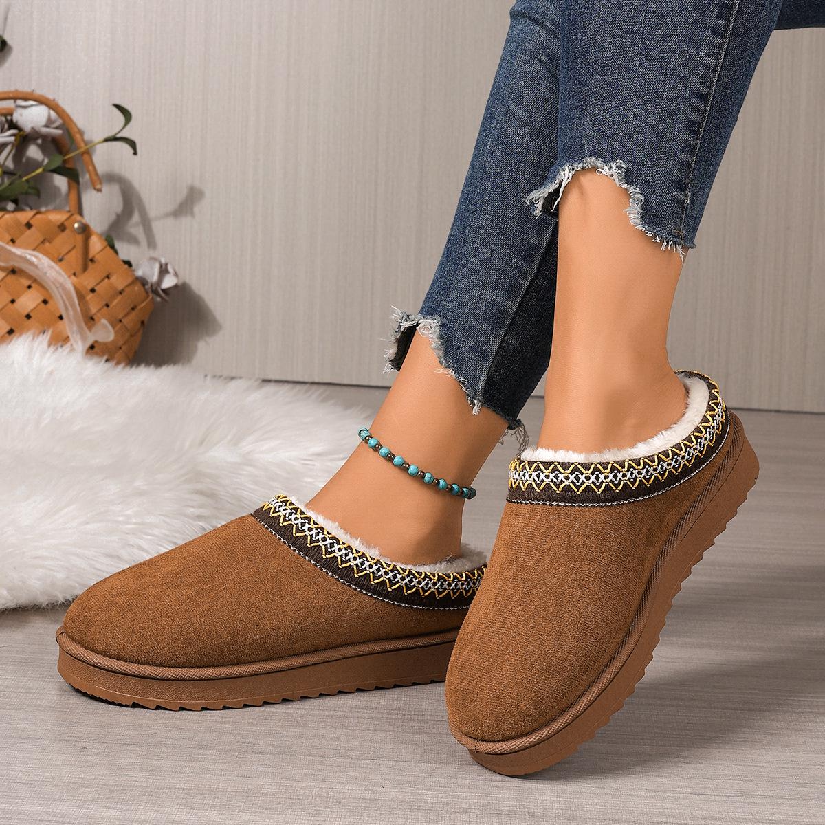 

Женские флисовые тапочки на платформе большого размера - Пушистые, Теплые, Без задника, Зимняя обувь на толстой подошве 38 имбирный/жёлтый