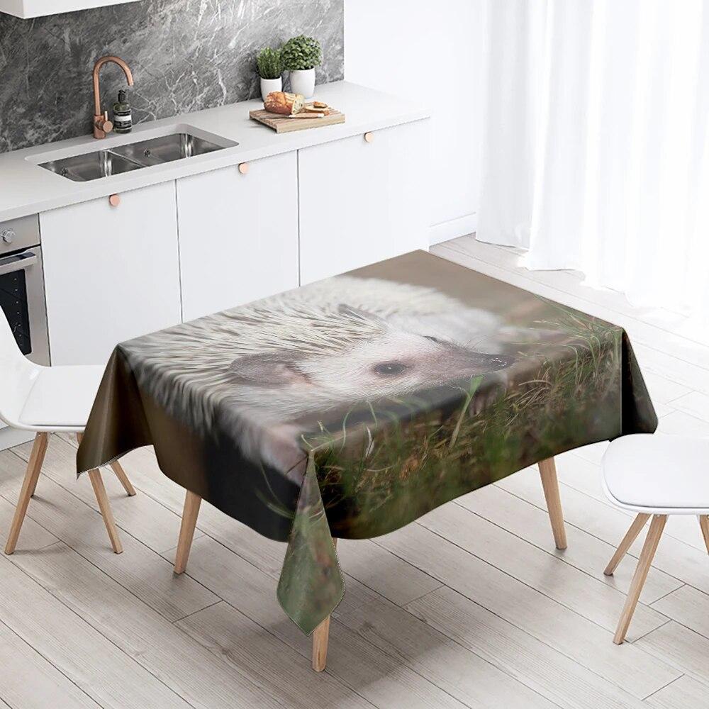 Hedgehog Tablecloth Cute Animal  Anti-Stain Waterproof Rectangular  Kitchen Table Home Decor