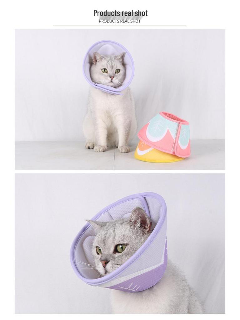 Breathable Mesh Pet Elizabeth Collar - Soft Anti-Lick/Bite Grooming Headgear for Cats & Dogs