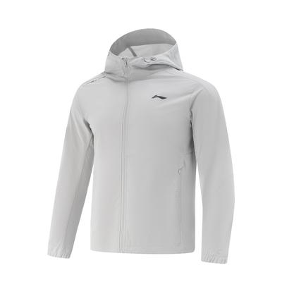 Li Ning Pohodlná Minimalistická Všestranná Sportovní Bunda s Kapucí a Zipem Pánské Bundy Mincovně Šedá AFDV675-9