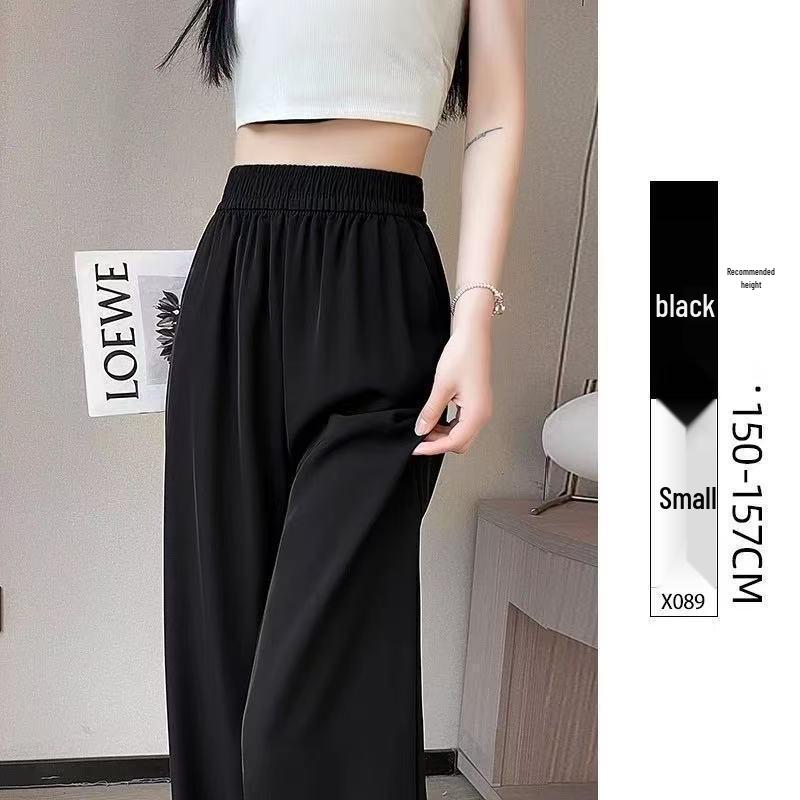 

2026 Women s Casual Draped Black Pants - Narrow/Wide-Leg Straight-Leg, Petite Fit for Spring/Autumn S (80-90 lbs)
