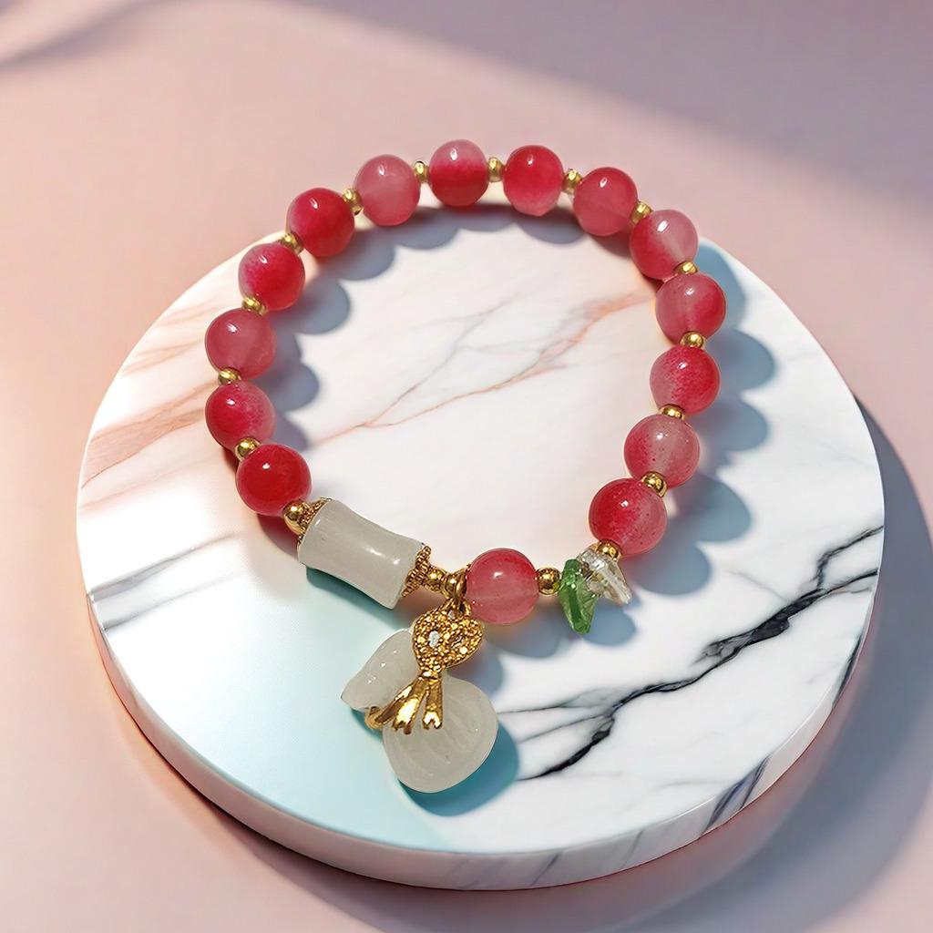 2025 Jadeite Green Jade Rabbit Bracelet: High-End Chinese Style, Year of the Snake, Elegant Women's Niche Beaded Design