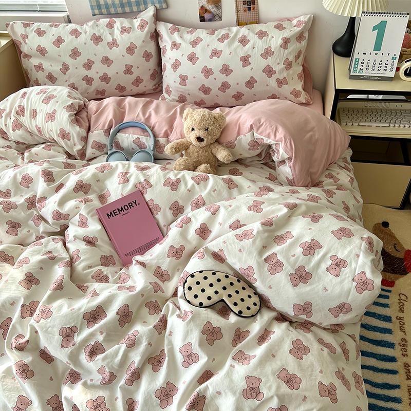 New Soft Skin-friendly Bedding Set Comfortable Breathable Duvet Cover Set with Sheet Single Double Quilt Cover and Pillowcases