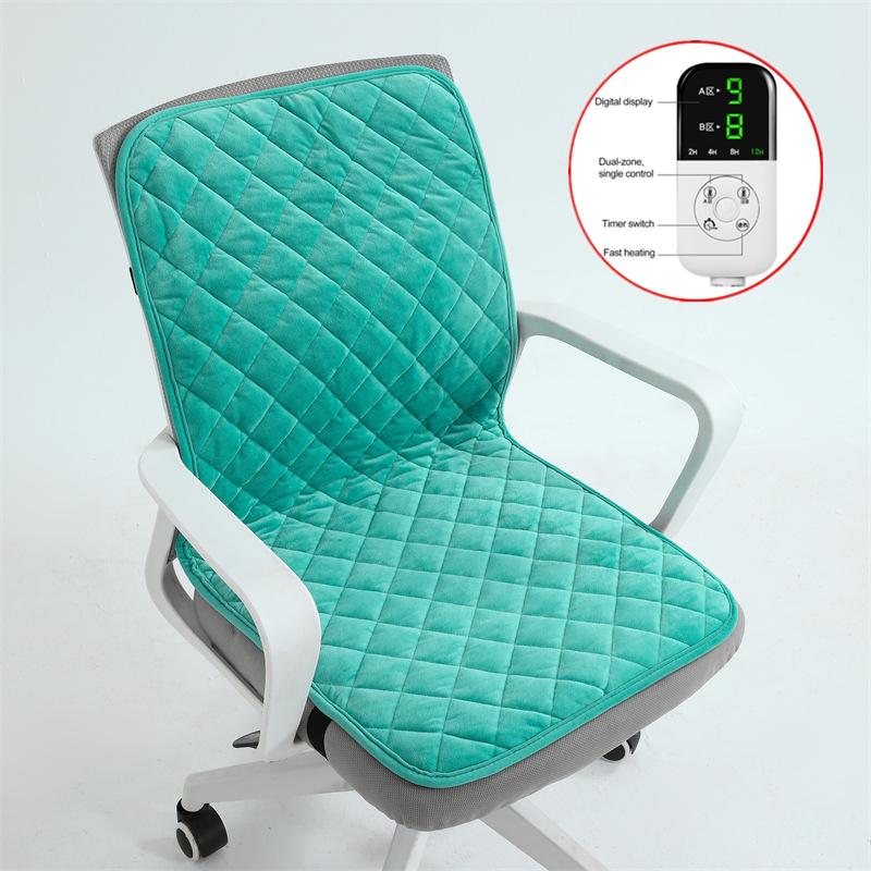 Electric Heated Seat Cushion Office Chair Heating Mat Smart Timer Winter Warming Pad Integrated Backrest Pad