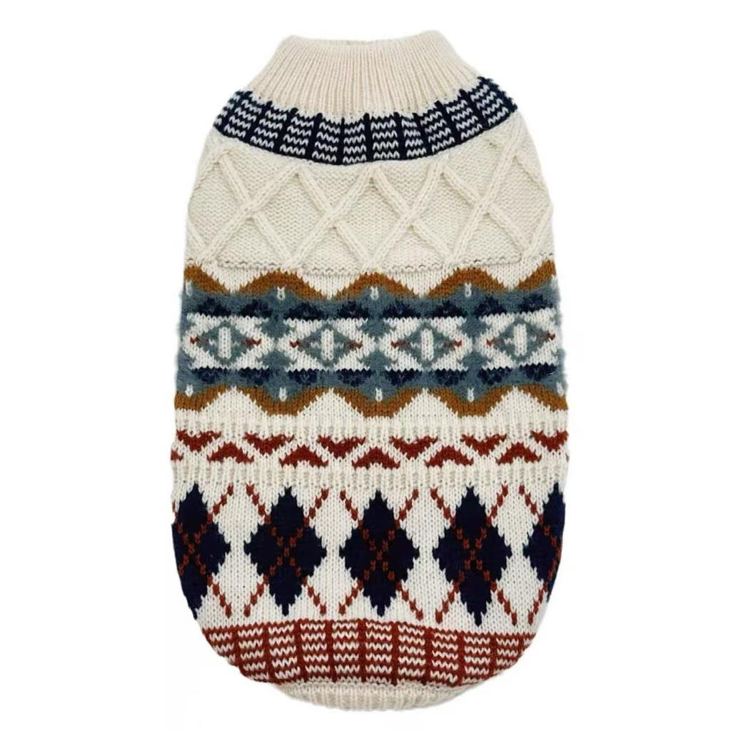 Fair Isle Sweater for Small Mid Wiener Dogs Spring Autumn Winter Soft Clothes for Sausage Dogs Thick Warm Costume for Dachshund