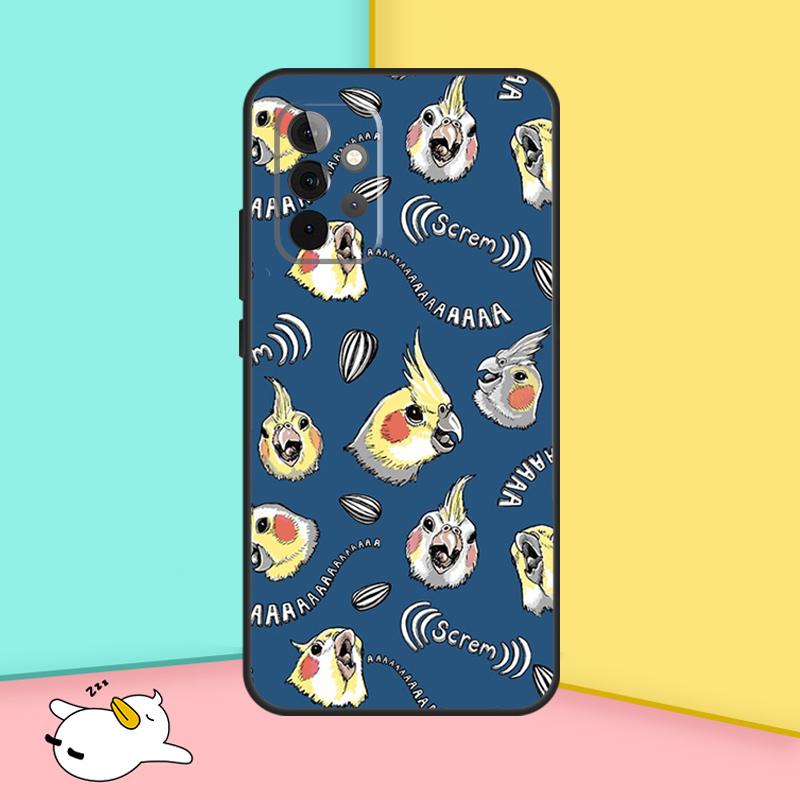 Cartoon Cockatiel Collage Cover For Samsung Galaxy A53 A33 A13 A12 A32 A52 A14 A34 A54 A15 A25 A35 A55 A71 A51 Case