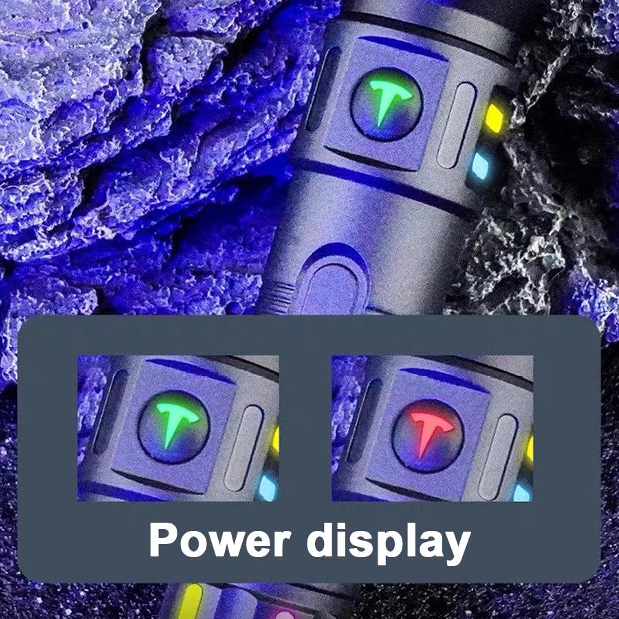 Fluorescent Light Flashlight 10000LM Torch Built-in Battery Lamp Zoomable Lantern Waterproof Flash Light Super Bright Spotlight