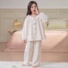 Girls Long Sleeve Pajama Set Fall 2026 Cloud Cotton Kids Home Wear Cartoon Print Comfortable Sleepwear Ages 8