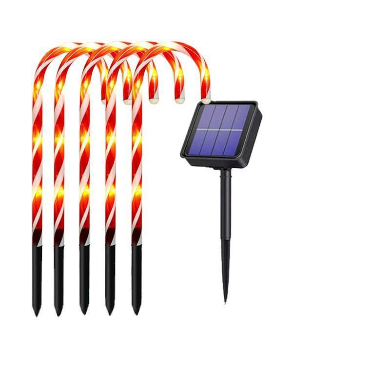 Cross-Border Solar Candy Cane String Lights: Festive Ground Plug Lights for Christmas Lawn and Courtyard Décor