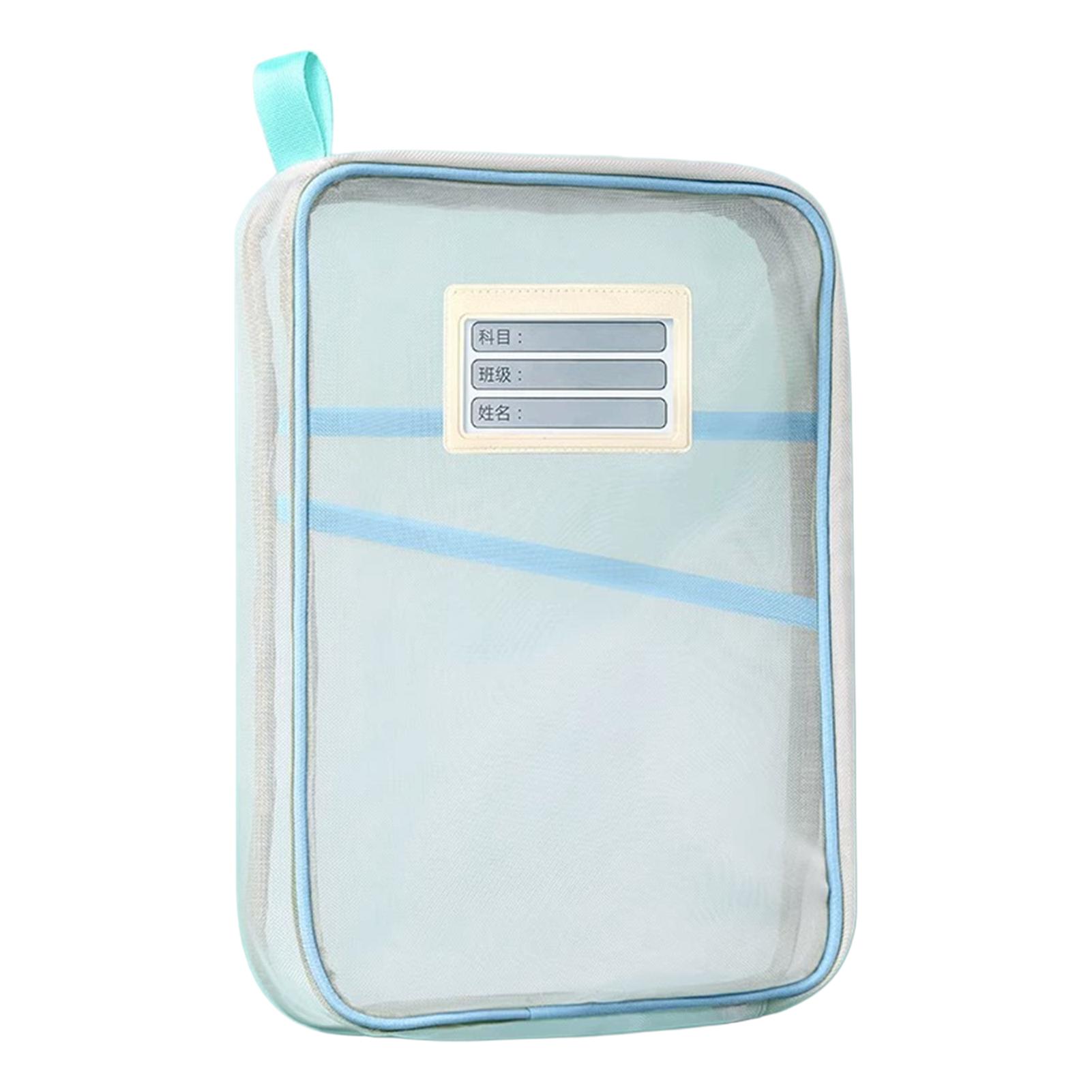A4 Transparent Document Organizer L-Shaped Double Layer Nylon Mesh File Storage Bag
