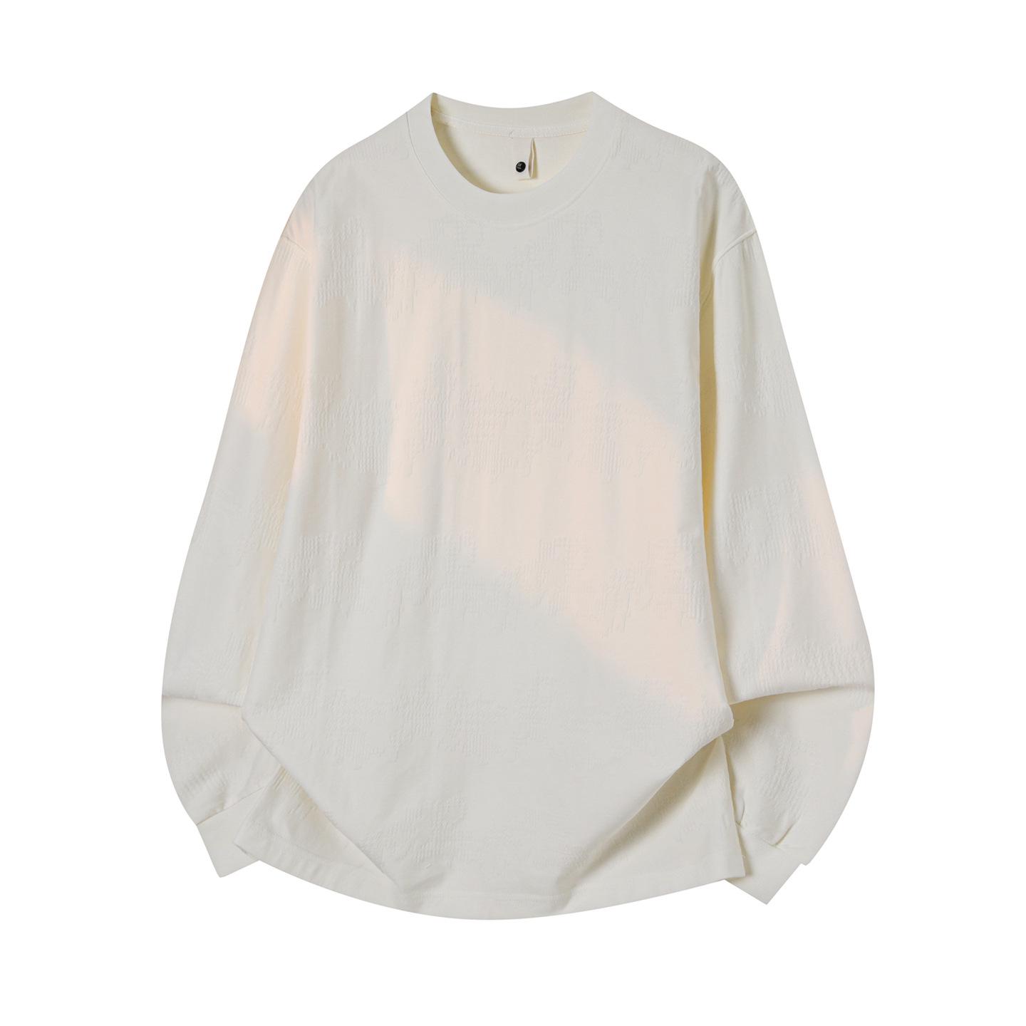 

Men s White Long Sleeve Patterned T-shirt - Versatile, Comfortable, Casual Fit 2XL [165-185 lbs]