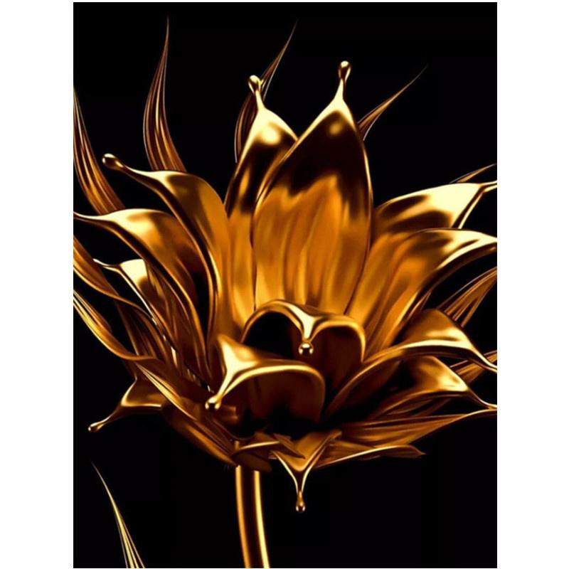 5D DIY Diamond Painting Golden Flower Diamond Embroidery Cross Stitch Kit Full Rhinestone Mosaic Home Decor
