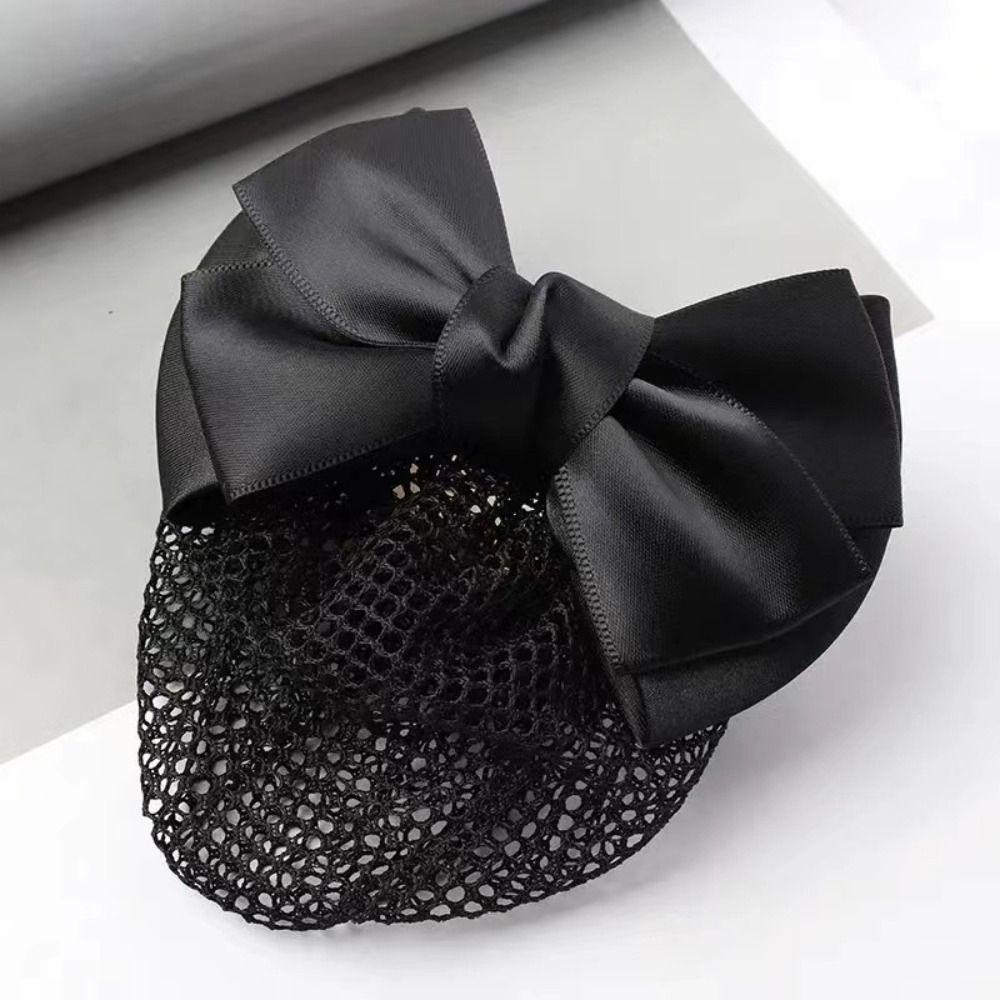 Handmade Hair Net Snood Double Bow Barrette Hair Clip Stylish Bun Cover Hair Styling Tool