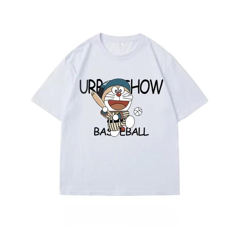 Unisex Doraemon Cute Baseball Sport Vintage Cool Graphic Oversized Streetwear Short Sleeve T-shirt