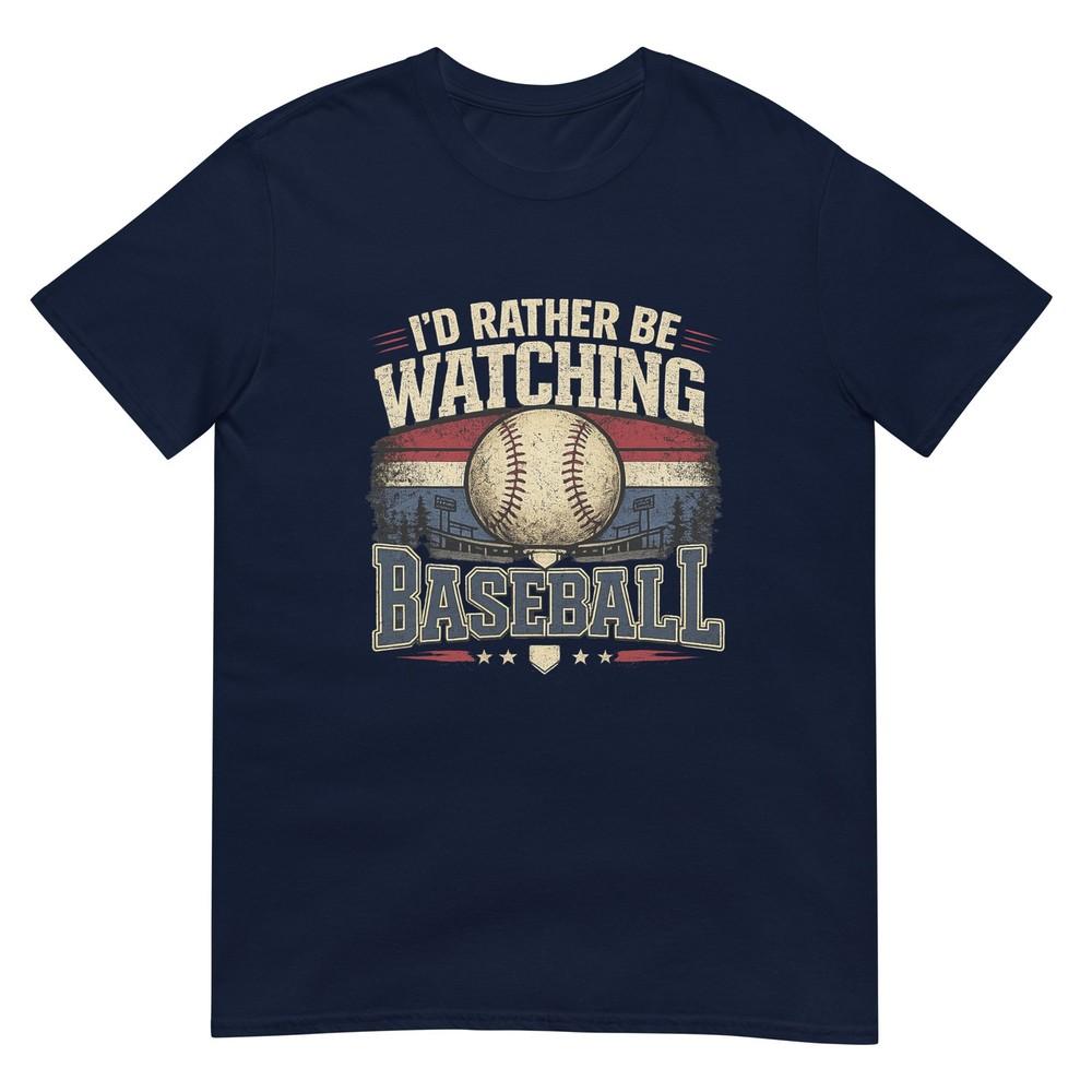 Id Rather Be Watching Baseball Vintage Retro Graphic Tshirt S