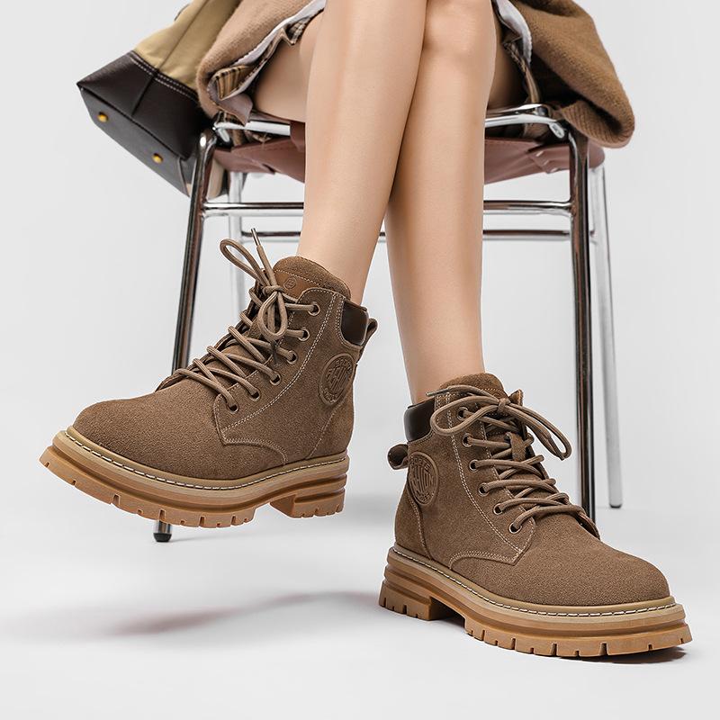 Leather Martin Boots Couple Trendy Boots Lace-Up Rhubarb Boots Men'S Tooling Boots Short Boots Women'S Boots