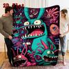 Colorful monster illustration 2D Flat Pattern Flannel Blanket High quality All Seasons Warmth and Comfort Perfect for Christmas Gifts.MMT0918347