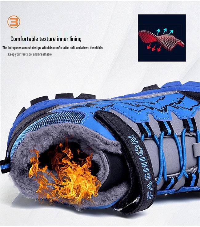 Boys' Non-Slip Winter Hiking Boots - Warm Outdoor Sports Footwear for Kids