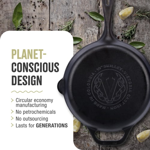 [Authentic Japanese Product] VICTORIA 10-inch Cast Iron Skillet Frying Pan, 25cm, SKL210, Pre-Seasoned (10-inch)