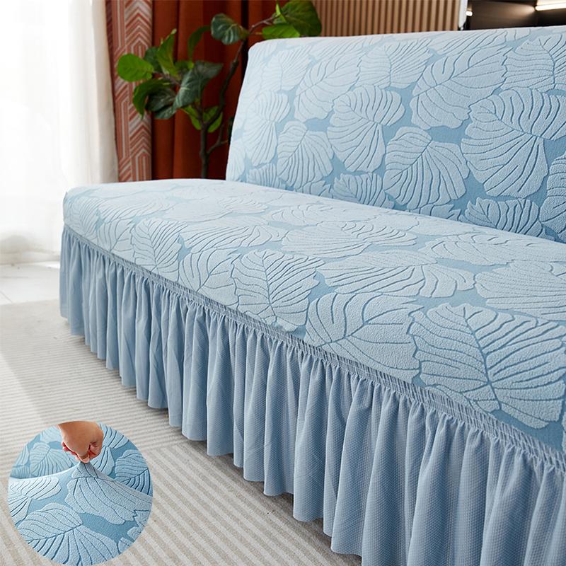 

Чехол на диван-кровать жаккардовый с оборкой, без подлокотников, всесезонный складной протектор для диван-кровати, всеохватывающий декор для дома S 120-140cm