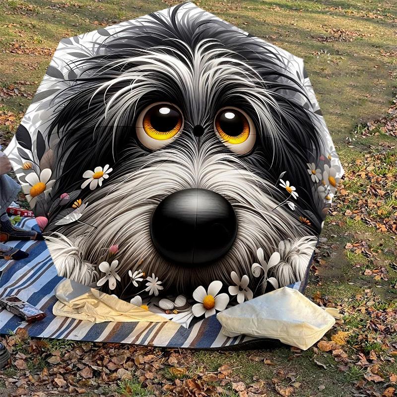 1PC Dog Flowers Umbrella-8-Rib Reinforced, Automatic Open, Lightweight & Durable, Cute Fashion Accessory for Outdoor-T186