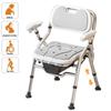 Chaise Commode de Chevet Pliante 5 en 1 Chaise de Douche à Hauteur Réglable Siège de Toilette en U Amovible Tabouret