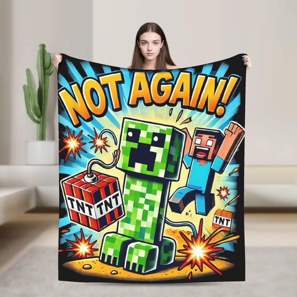 Knitted Blankets My M-Miners Flannel Lightweight Thin Throw Blanket Creepin It Real Pixel Game Crafts for Bedroom Sofa Bedspread