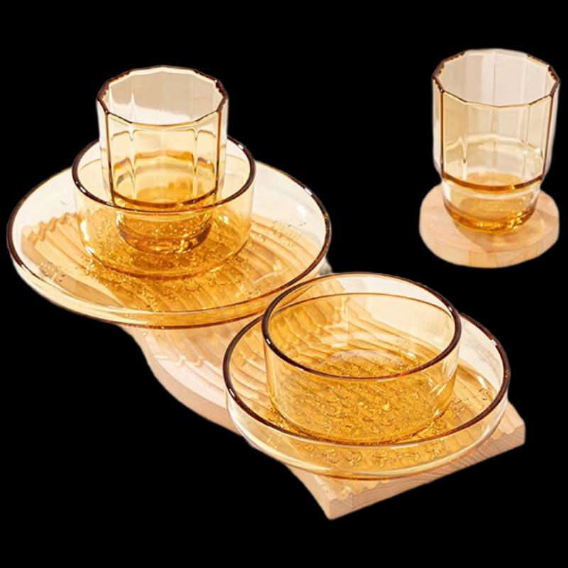 Elegant Embossed Glass Tableware Set