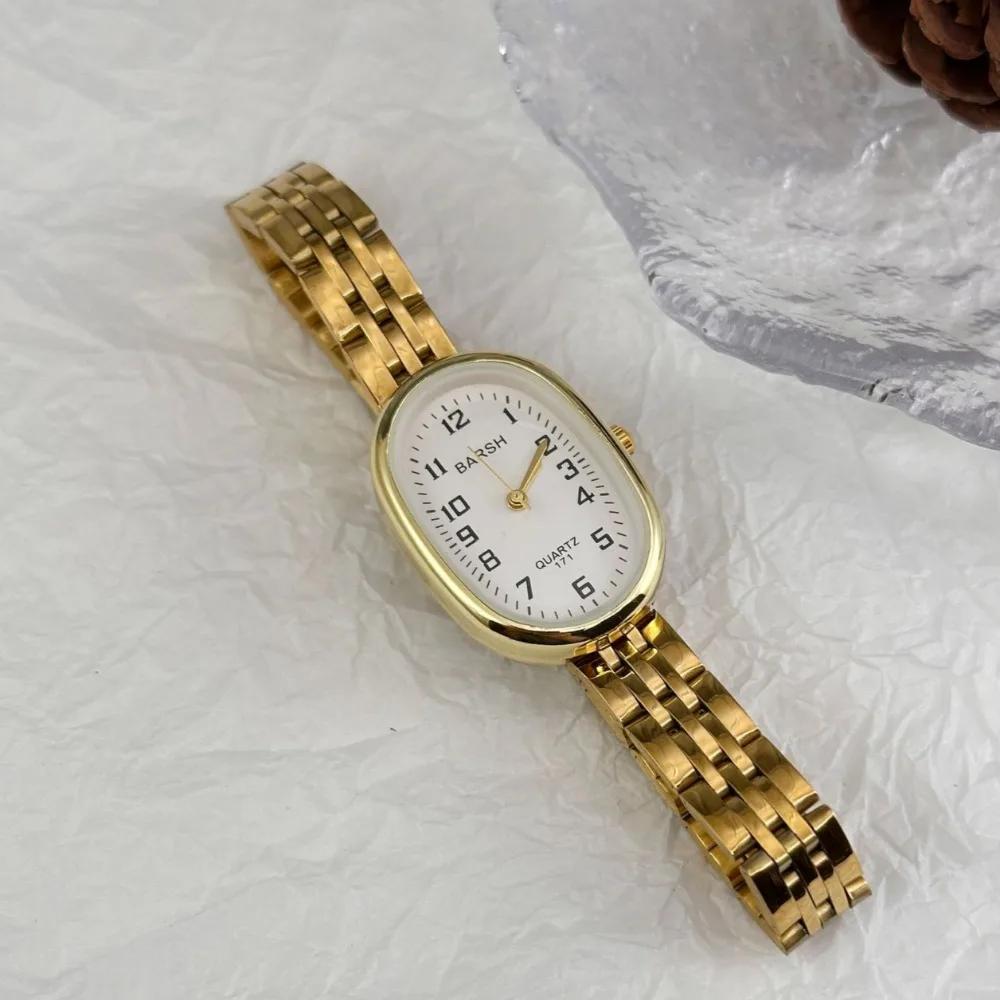 Relógio de Quartzo Feminino de Moda de Luxo com Mostrador Oval e Pulseira Ajustável de Aço Inoxidável Relógio de Pulso Dropshipping Relogio Feminino